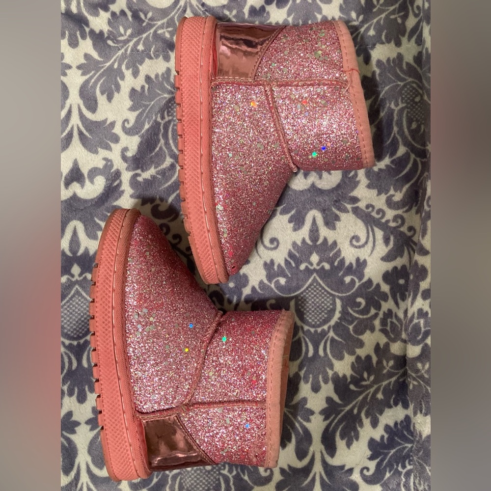Little Kids Pink Glitter Sequin Boots
